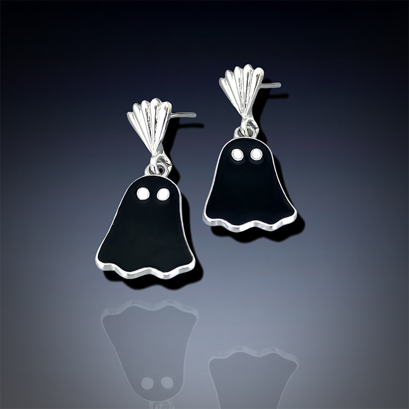 1 Pair Funny Ghost Plating Metal Silver Plated Ear Studs display picture 2
