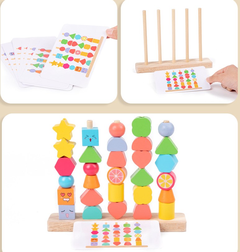 Bauspielzeug Kleinkind (3-6 Jahre) Geometrisch Holz Spielzeug display picture 3