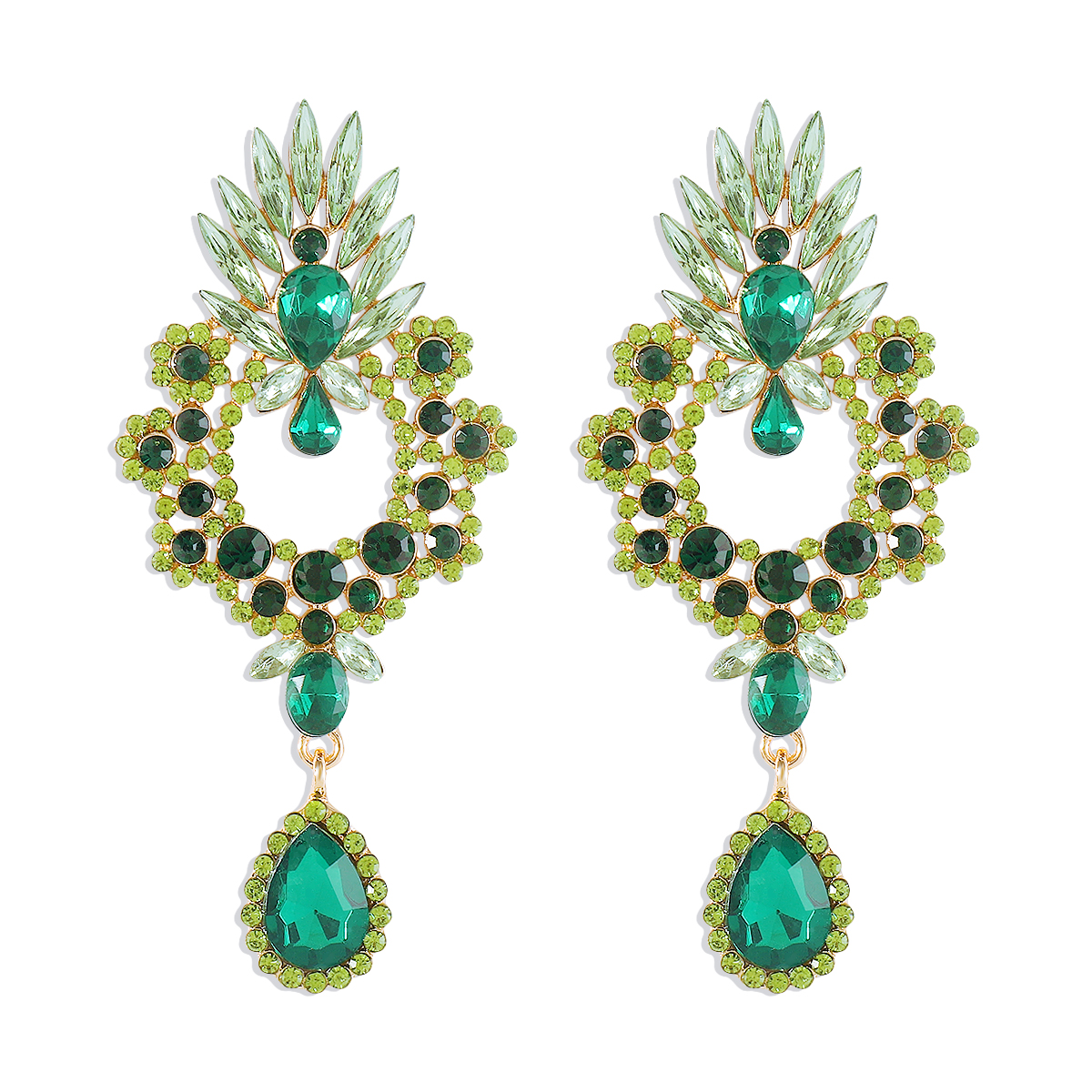 1 Pair Elegant Round Inlay Alloy Rhinestones Drop Earrings display picture 2
