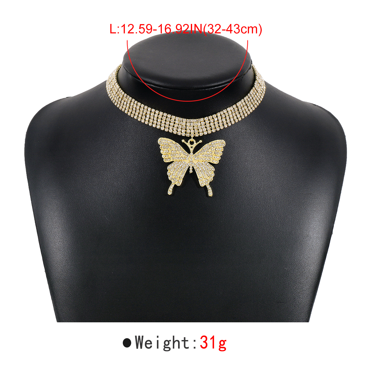 Bijoux En Gros Élégant Papillon Le Fer Strass Incruster Pendentif display picture 15