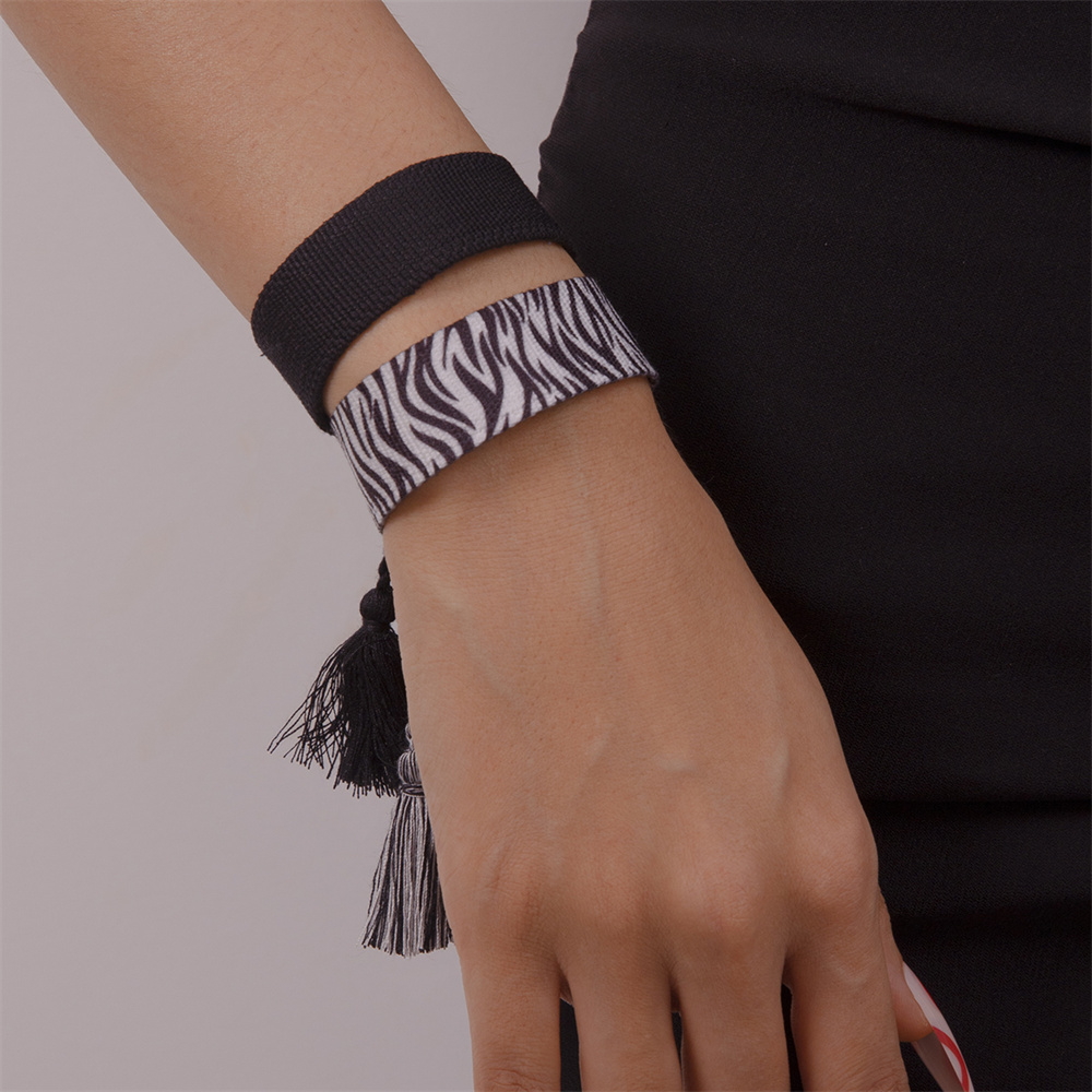 Retro Stripe Fabric Tassel Braid Unisex Bracelets display picture 7