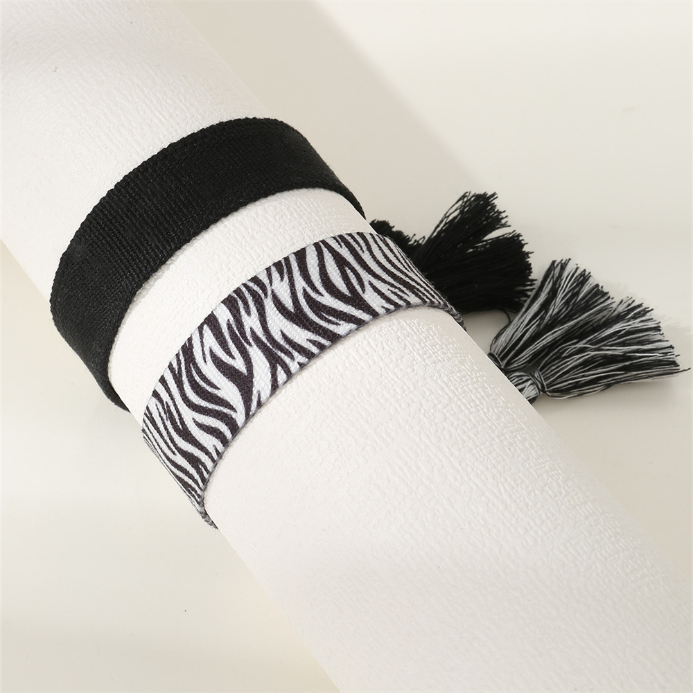 Retro Stripe Fabric Tassel Braid Unisex Bracelets display picture 11