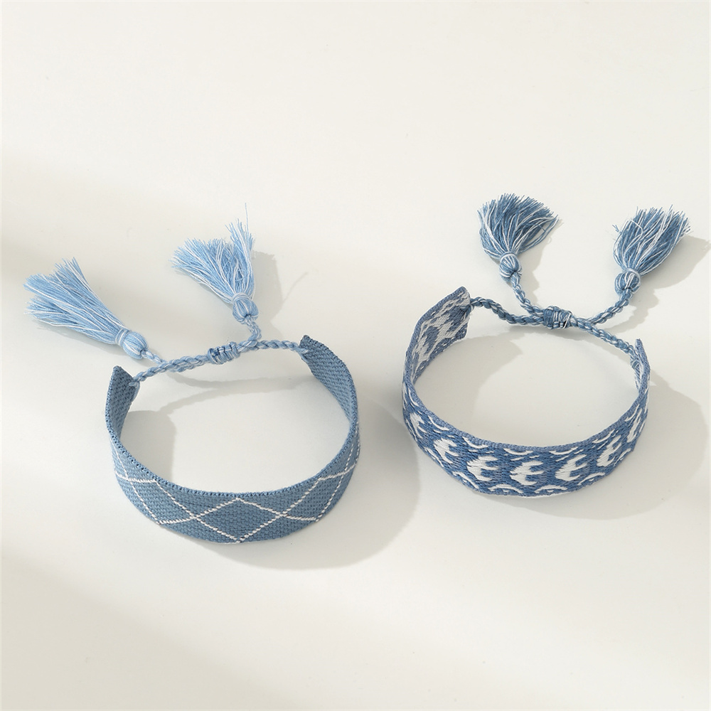 Retro Stripe Fabric Tassel Braid Unisex Bracelets display picture 16