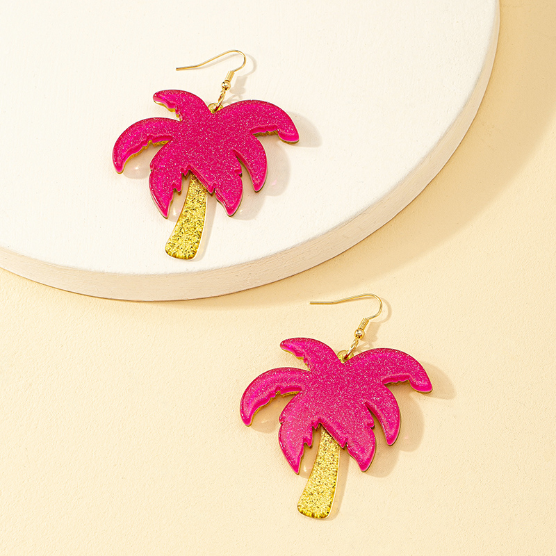 1 Pair Beach Coconut Tree Patchwork Arylic Drop Earrings display picture 3