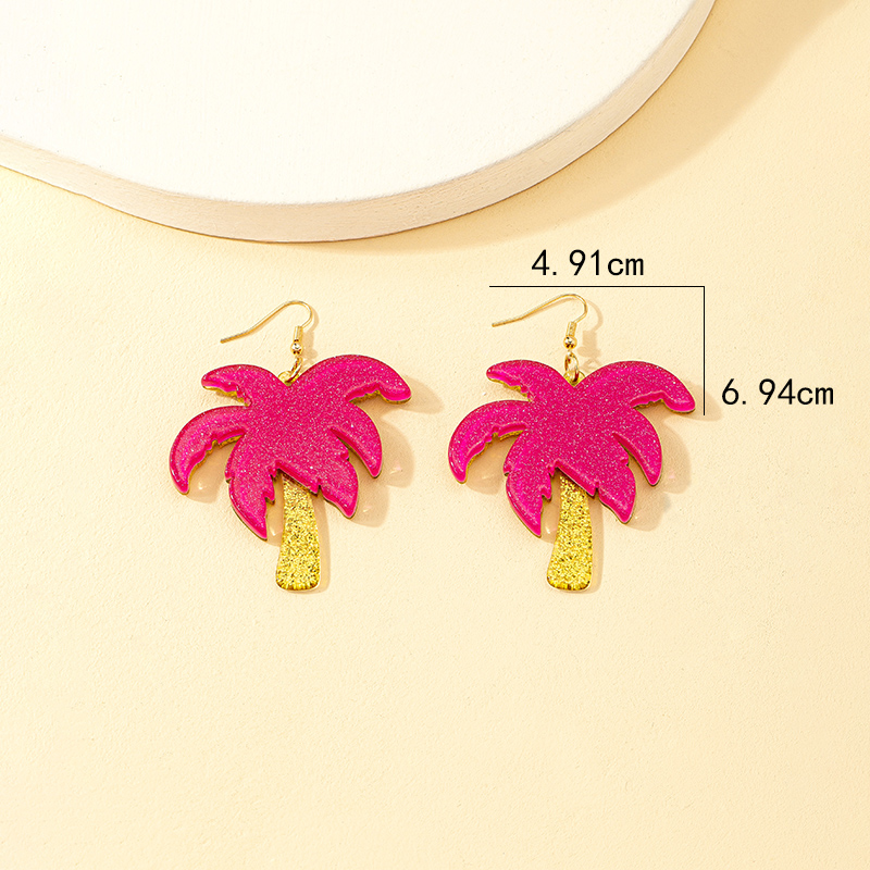 1 Pair Beach Coconut Tree Patchwork Arylic Drop Earrings display picture 4