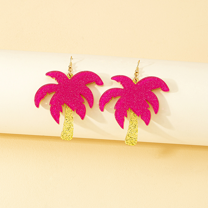 1 Pair Beach Coconut Tree Patchwork Arylic Drop Earrings display picture 5