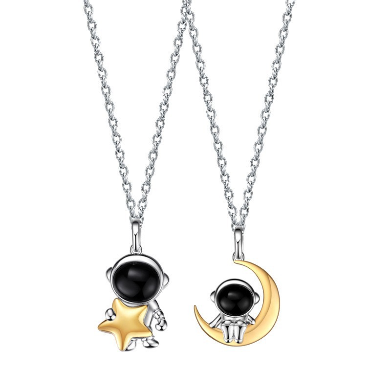 Retro Moon Alloy Plating Gold Plated Couple Pendant Necklace display picture 4