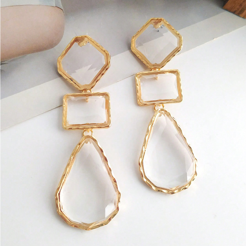 1 Pair Elegant Luxurious Round Inlay Alloy Resin Drop Earrings display picture 1