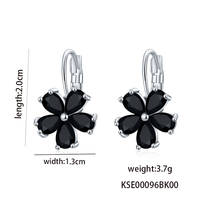 1 Pair Casual Flower Plating Inlay Copper Zircon Rhodium Plated Drop Earrings display picture 1