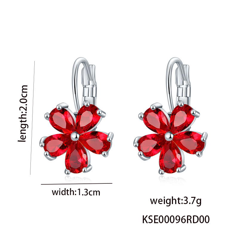 1 Pair Casual Flower Plating Inlay Copper Zircon Rhodium Plated Drop Earrings display picture 2