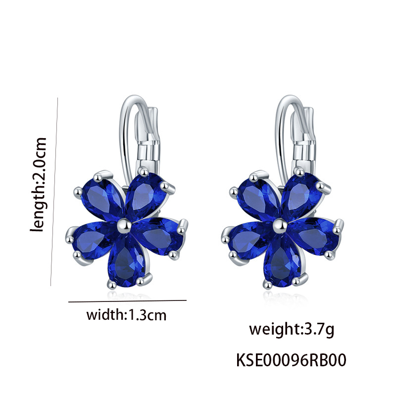 1 Pair Casual Flower Plating Inlay Copper Zircon Rhodium Plated Drop Earrings display picture 4