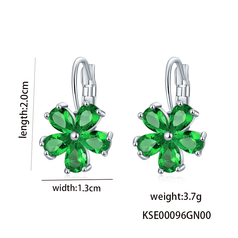 1 Pair Casual Flower Plating Inlay Copper Zircon Rhodium Plated Drop Earrings display picture 5