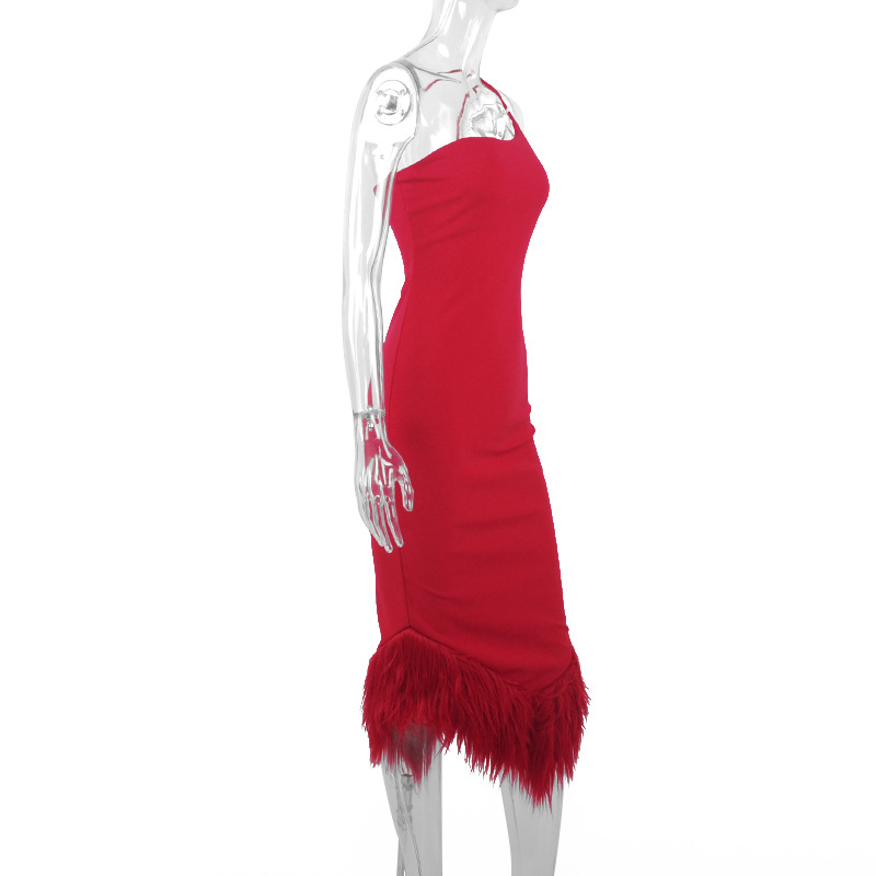 Women's Sheath Dress Sexy Oblique Collar Raw Hem Sleeveless Solid Color Midi Dress Banquet display picture 26