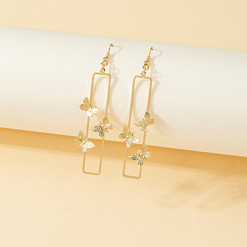 1 Pair Elegant Butterfly Rectangle Plating Alloy 14k Gold Plated Drop Earrings display picture 4