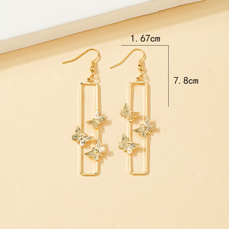 1 Pair Elegant Butterfly Rectangle Plating Alloy 14k Gold Plated Drop Earrings display picture 5