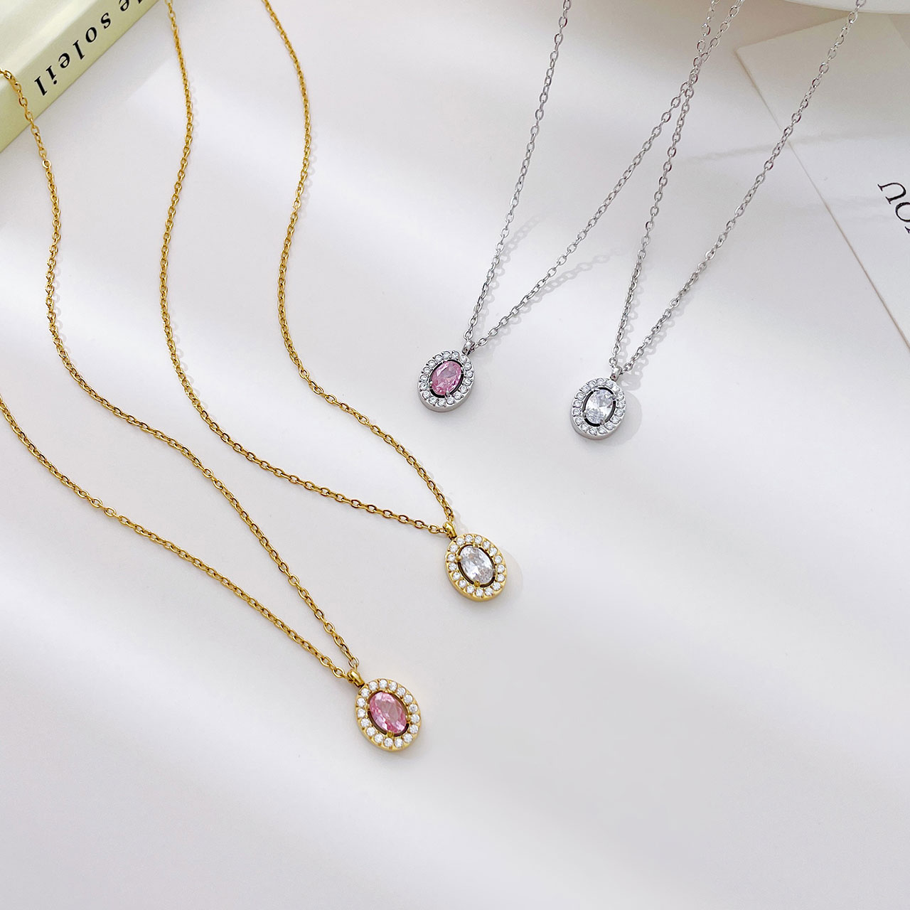 Simple Style Round Stainless Steel Plating Inlay Zircon White Gold Plated Gold Plated Pendant Necklace display picture 2