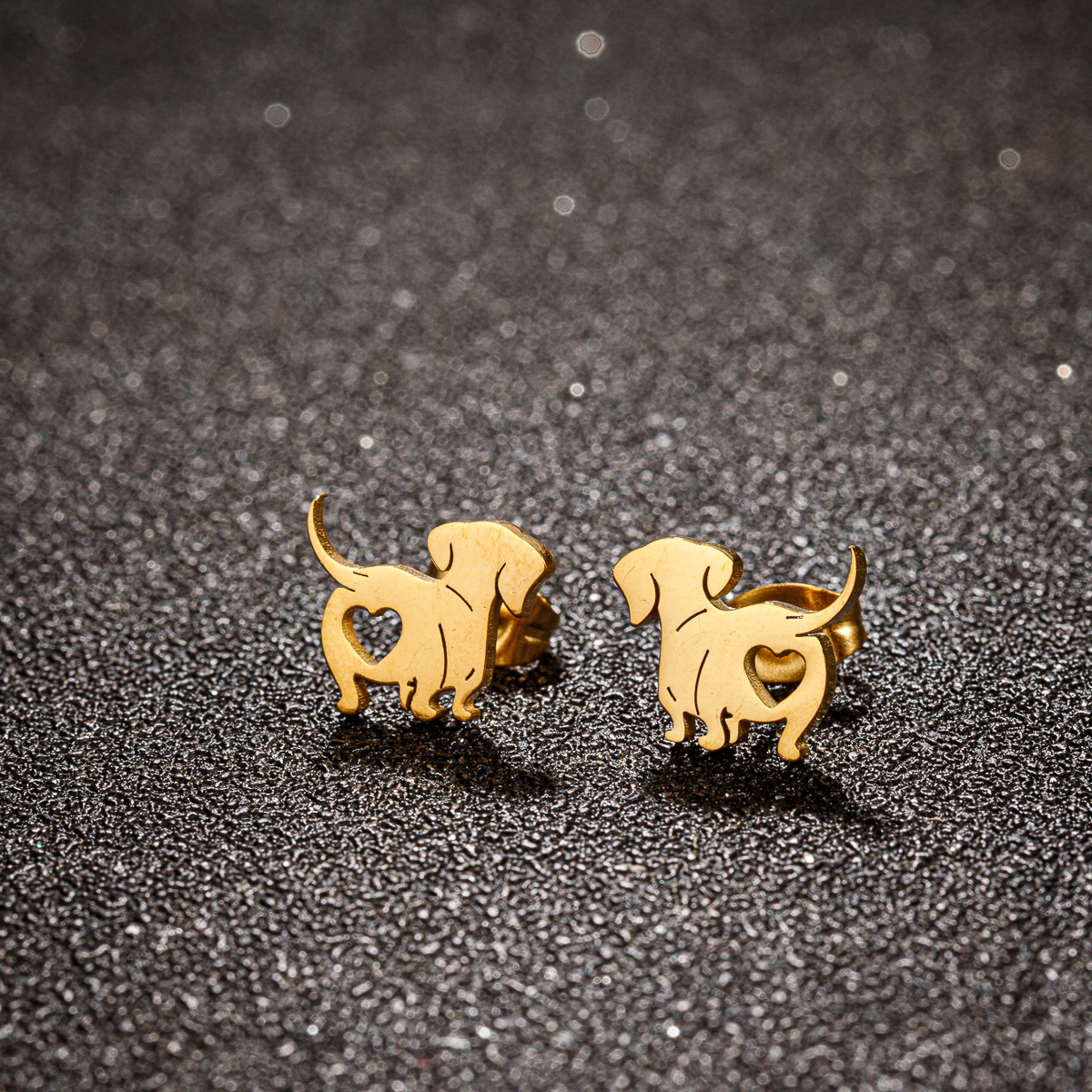 1 Pair Simple Style Dog Plating Stainless Steel 18k Gold Plated Ear Studs display picture 8