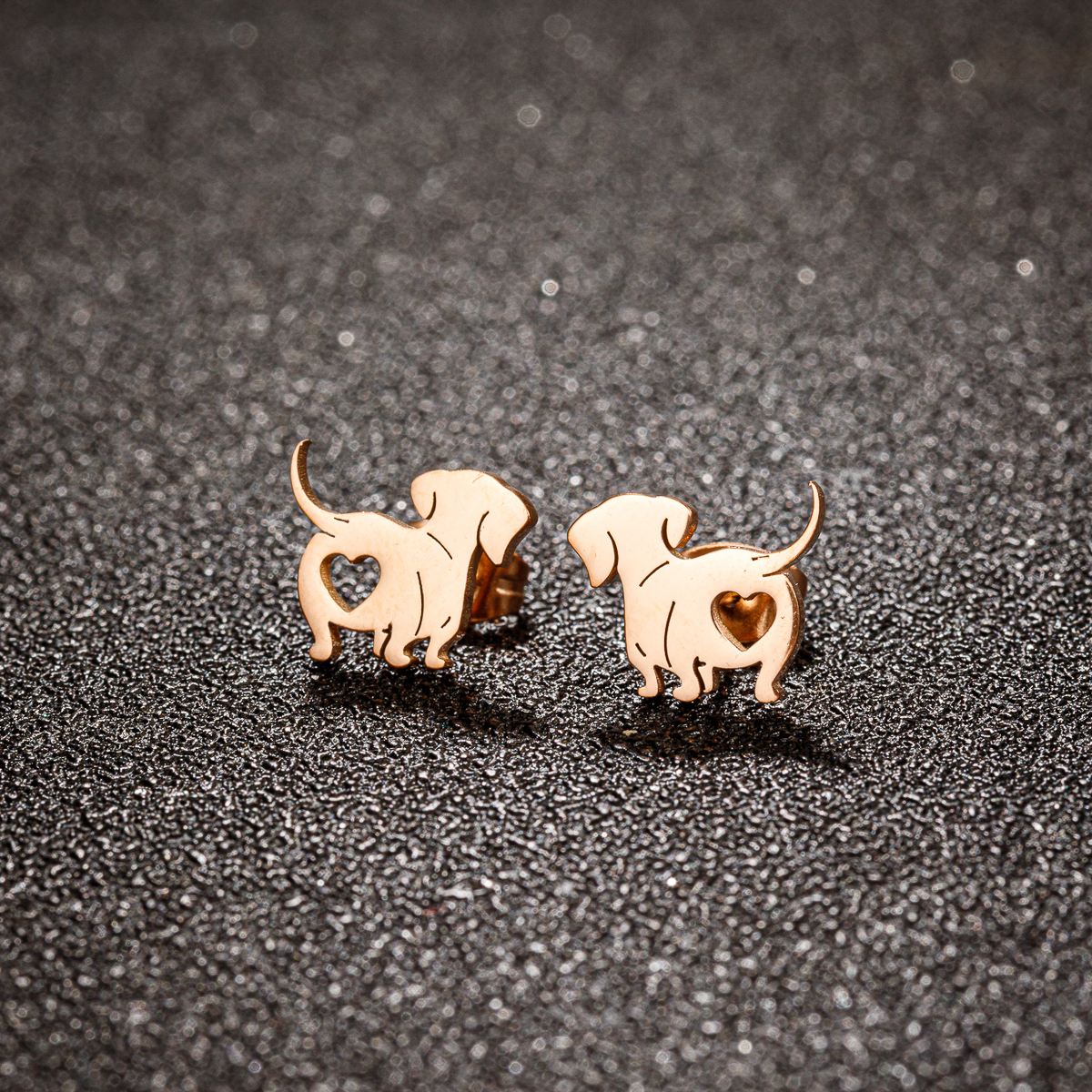 1 Pair Simple Style Dog Plating Stainless Steel 18k Gold Plated Ear Studs display picture 7