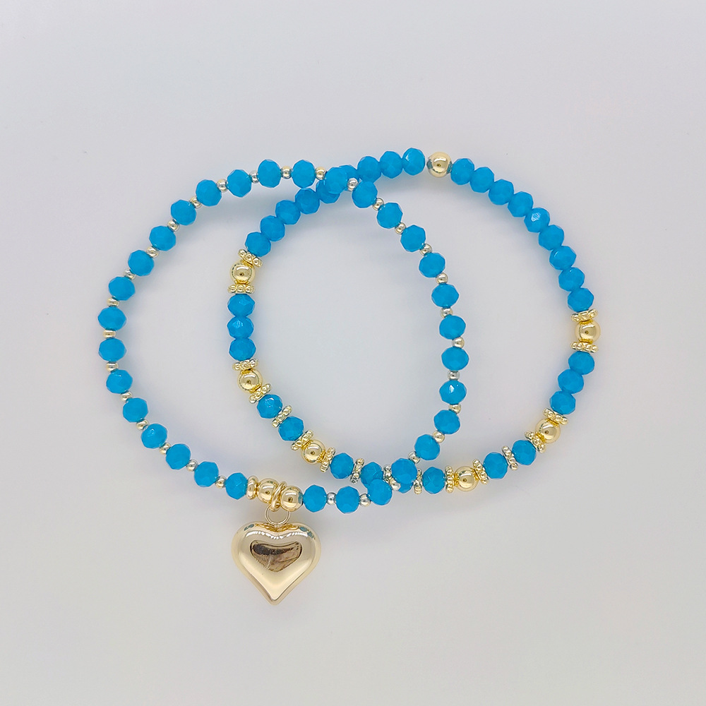 Estilo Moderno Forma De Corazón Color Sólido Vidrio Tejido De Punto Mujeres Pulsera display picture 14