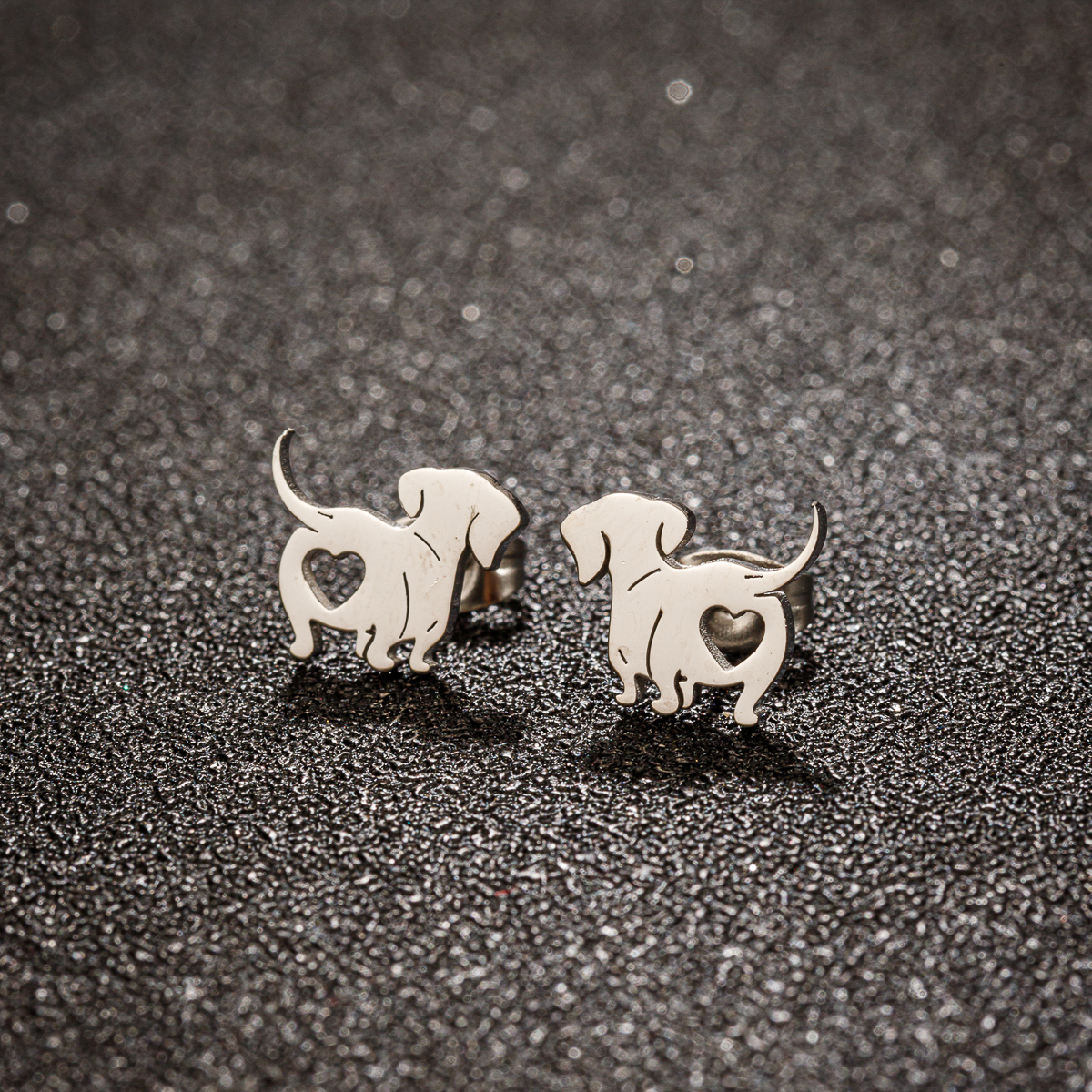 1 Pair Simple Style Dog Plating Stainless Steel 18k Gold Plated Ear Studs display picture 9