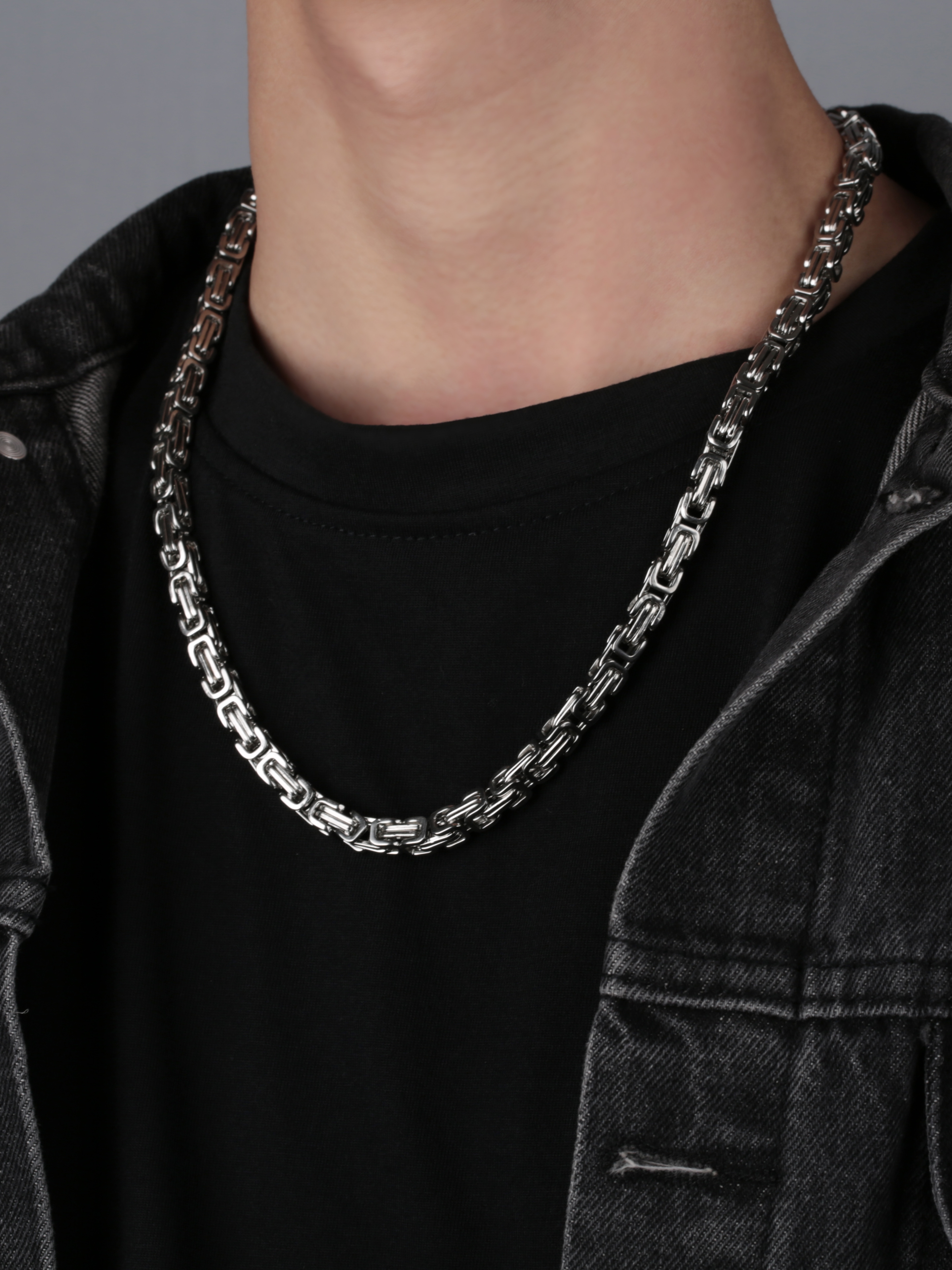 Style Simple Couleur Unie Acier Inoxydable Placage Plaqué Or Hommes Collier display picture 6