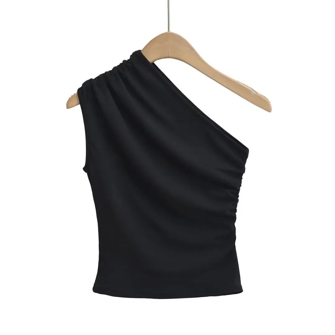 Women's Vest Tank Tops Pleated Sexy Solid Color display picture 3