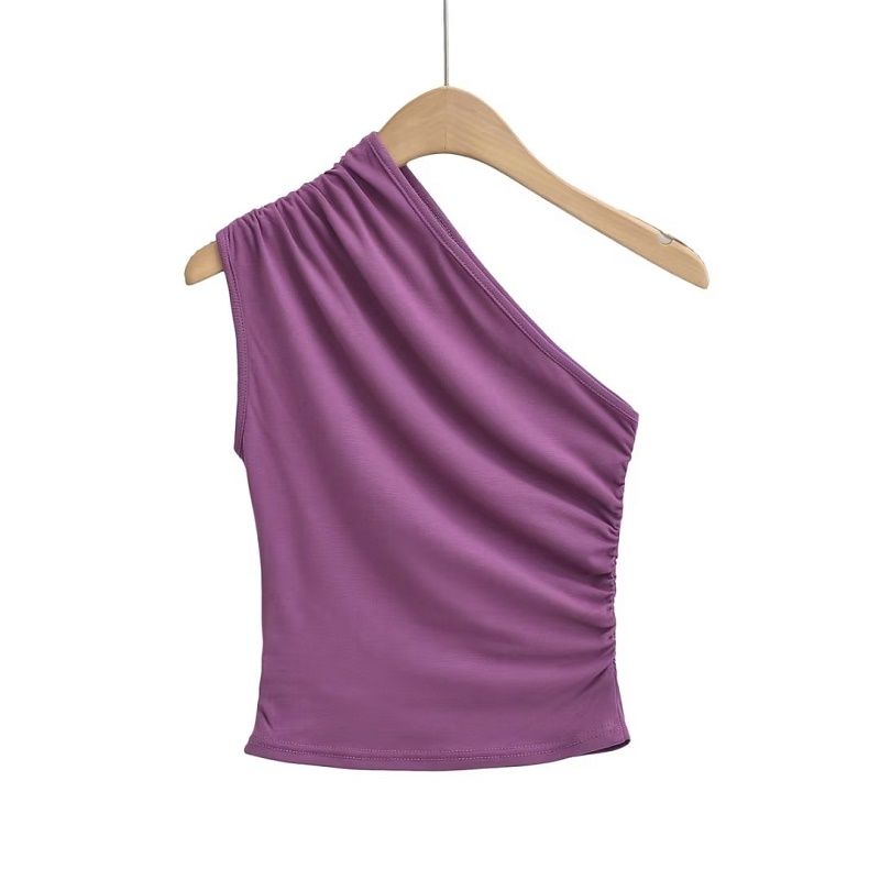 Women's Vest Tank Tops Pleated Sexy Solid Color display picture 2