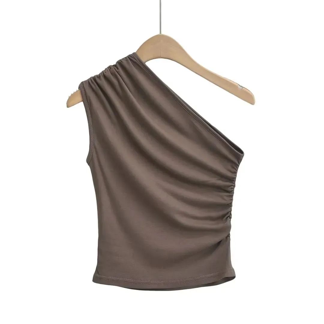 Women's Vest Tank Tops Pleated Sexy Solid Color display picture 4