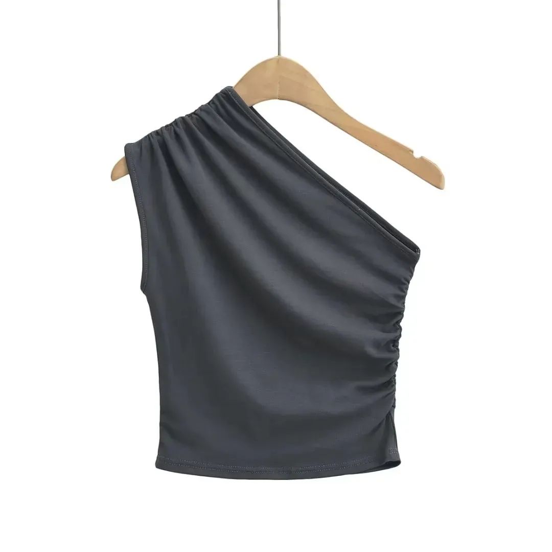 Women's Vest Tank Tops Pleated Sexy Solid Color display picture 5