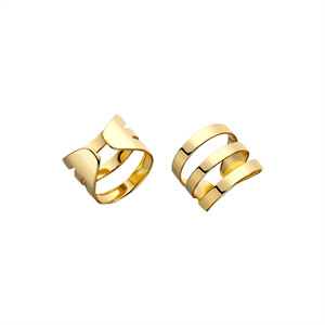 1 Piece Simple Style Solid Color Layered Plating Copper Copper Gold Plated Ear Cuffs display picture 1