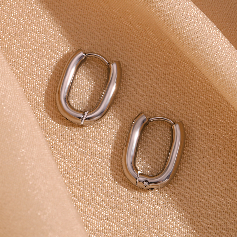 1 Paar Einfacher Stil Einfarbig Überzug Rostfreier Stahl 18 Karat Vergoldet Ohrringe display picture 13