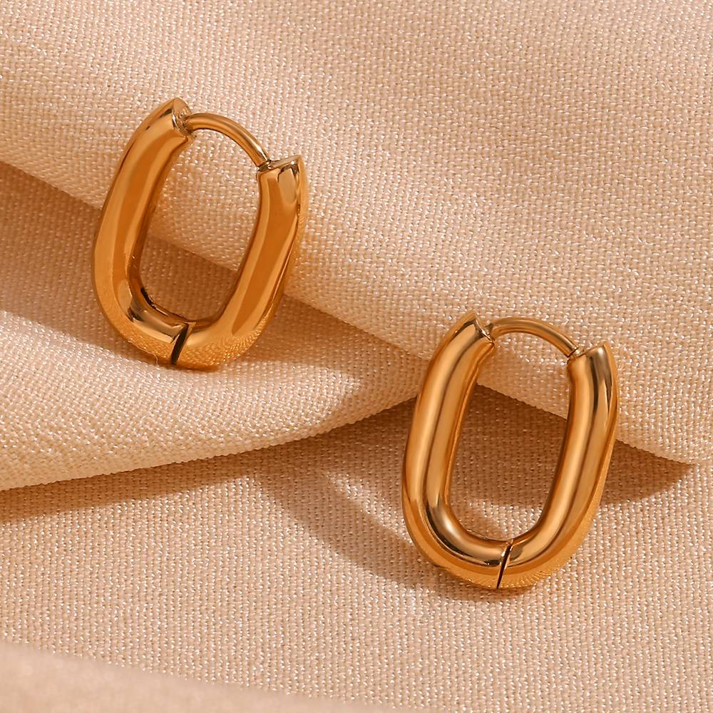 1 Paar Einfacher Stil Einfarbig Überzug Rostfreier Stahl 18 Karat Vergoldet Ohrringe display picture 10