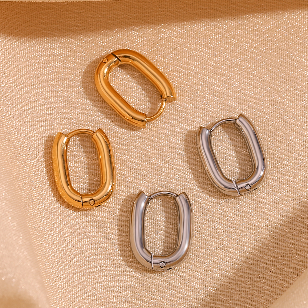 1 Paar Einfacher Stil Einfarbig Überzug Rostfreier Stahl 18 Karat Vergoldet Ohrringe display picture 9