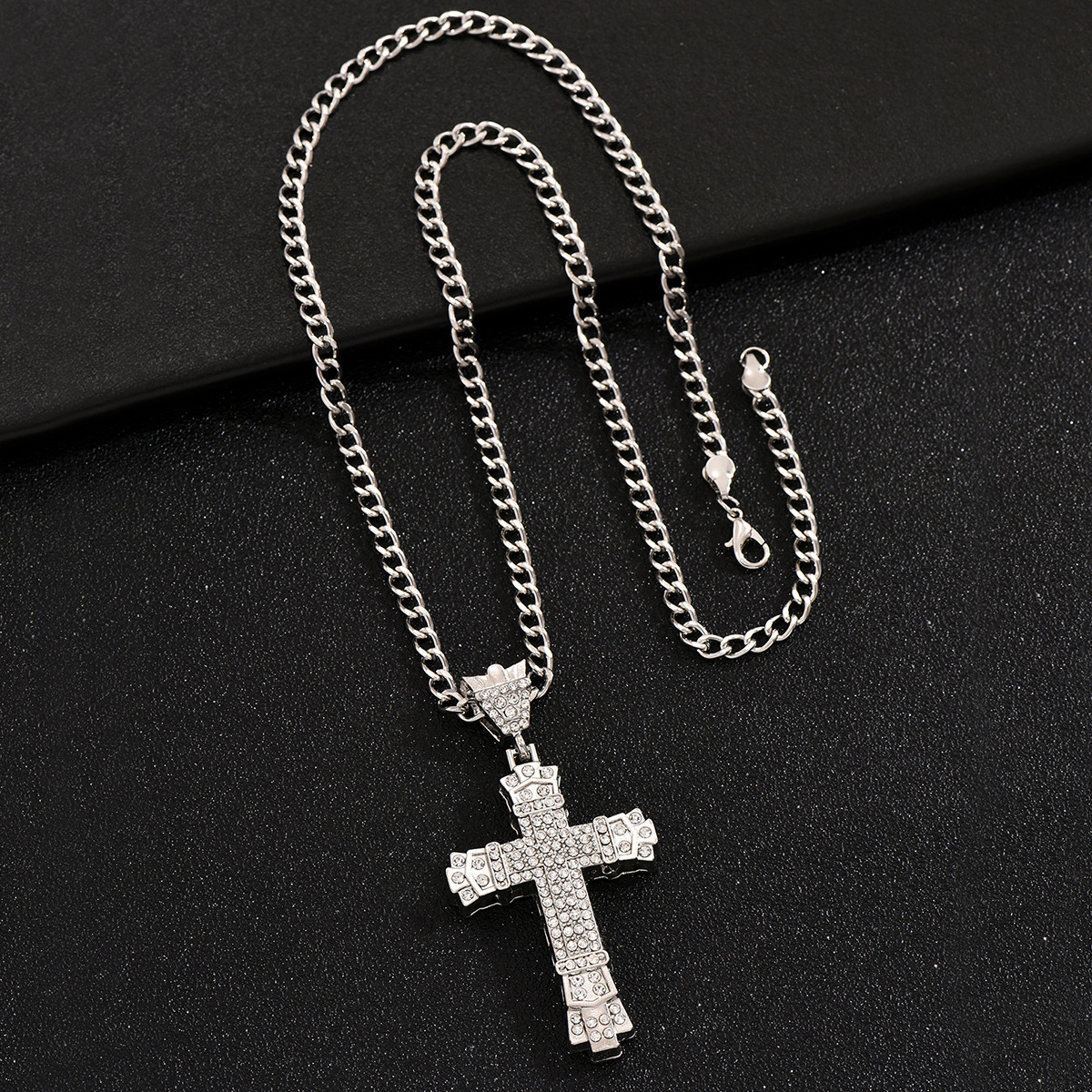 Hip-hop Retro Cross Alloy Inlay Rhinestones Men's Pendant Necklace display picture 4