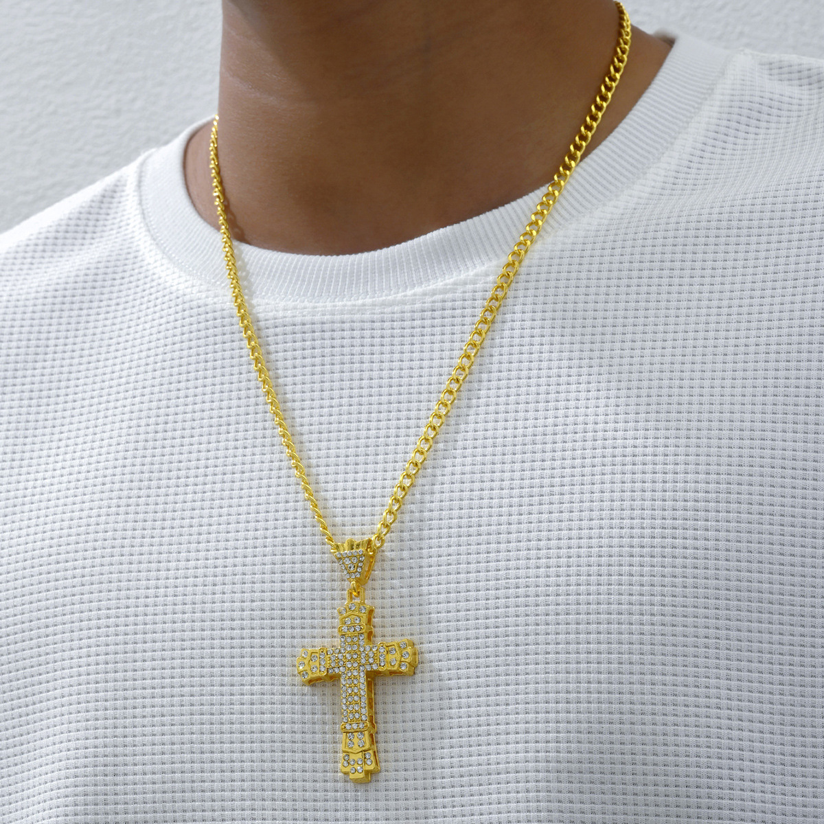 Hip-hop Retro Cross Alloy Inlay Rhinestones Men's Pendant Necklace display picture 6