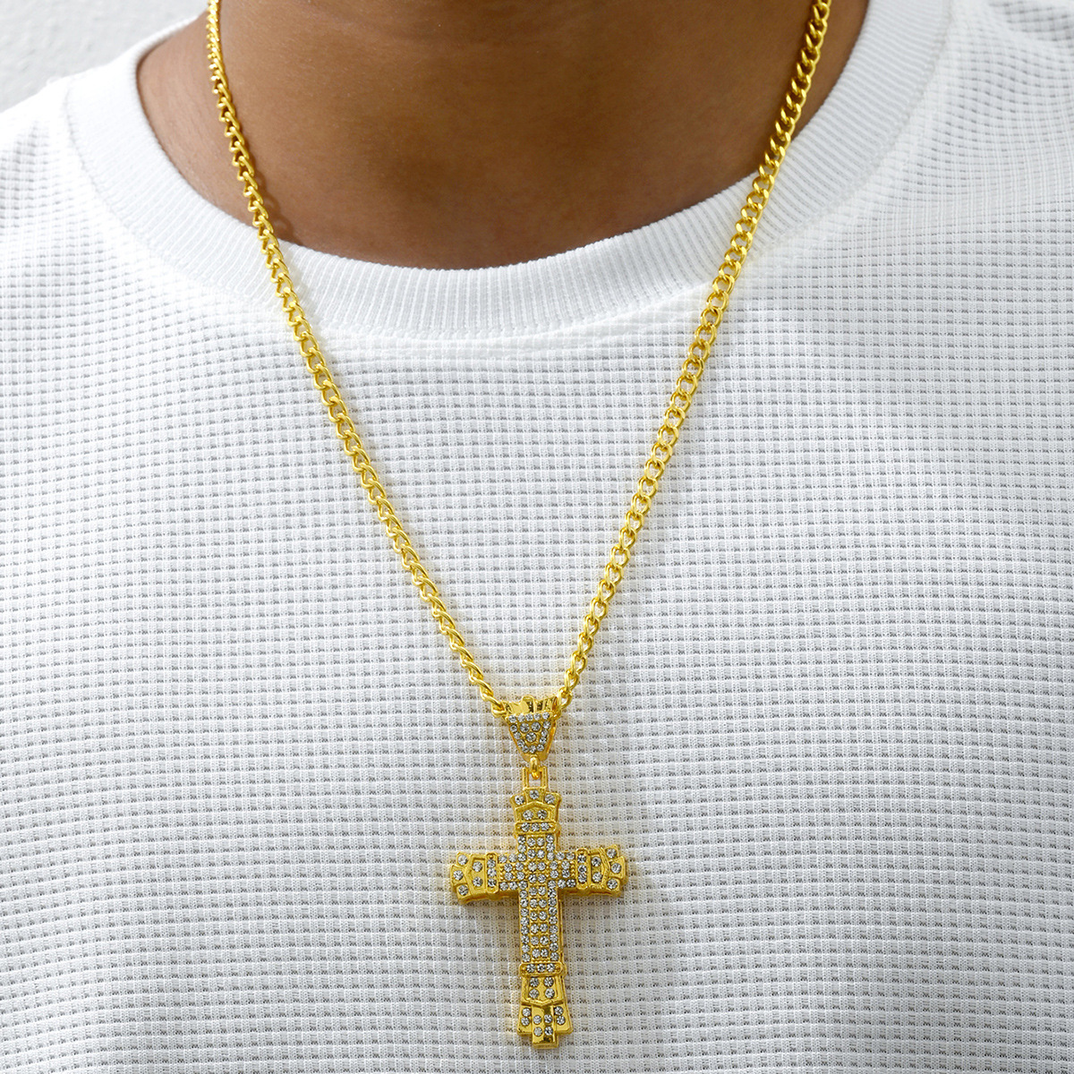 Hip-hop Retro Cross Alloy Inlay Rhinestones Men's Pendant Necklace display picture 7