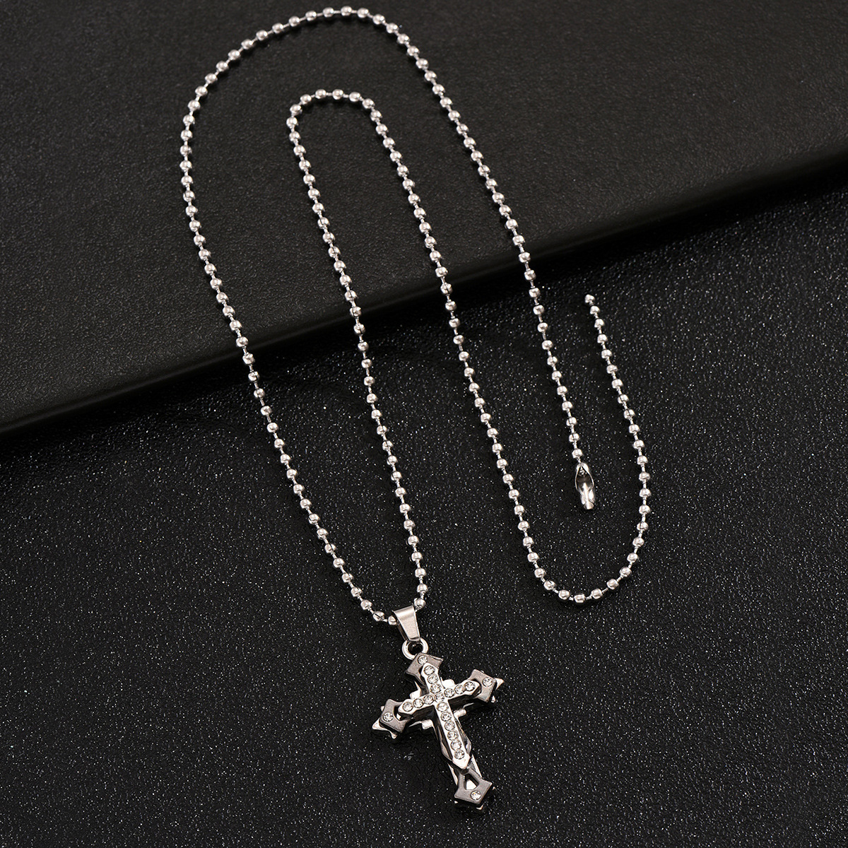 Hip-hop Retro Cross Alloy Inlay Rhinestones Men's Pendant Necklace display picture 7