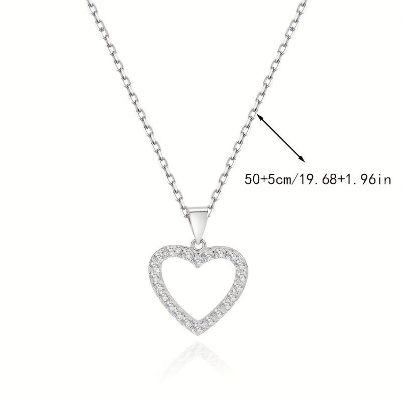 Simple Style Heart Shape Alloy Titanium Steel Inlay Rhinestones Pendant Necklace display picture 1