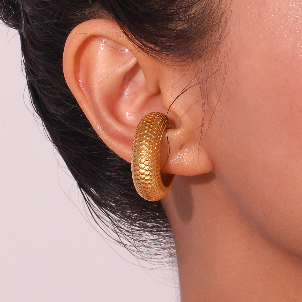 1 Pair Vintage Style Classic Style Solid Color Plating Stainless Steel 18k Gold Plated Ear Studs display picture 7
