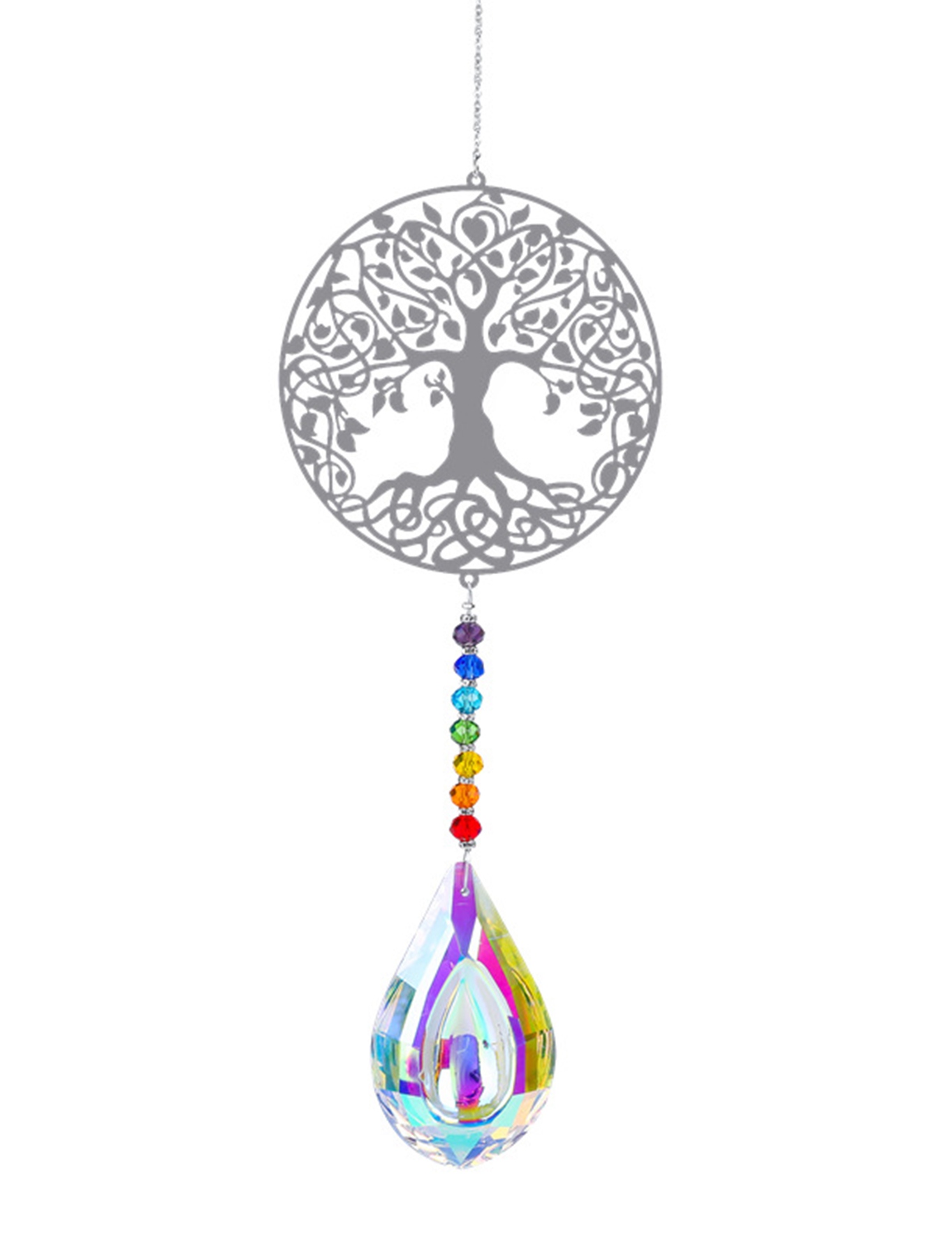 Vintage Style Pastoral Simple Style Crystal Life Tree Stainless Steel Pendant display picture 1