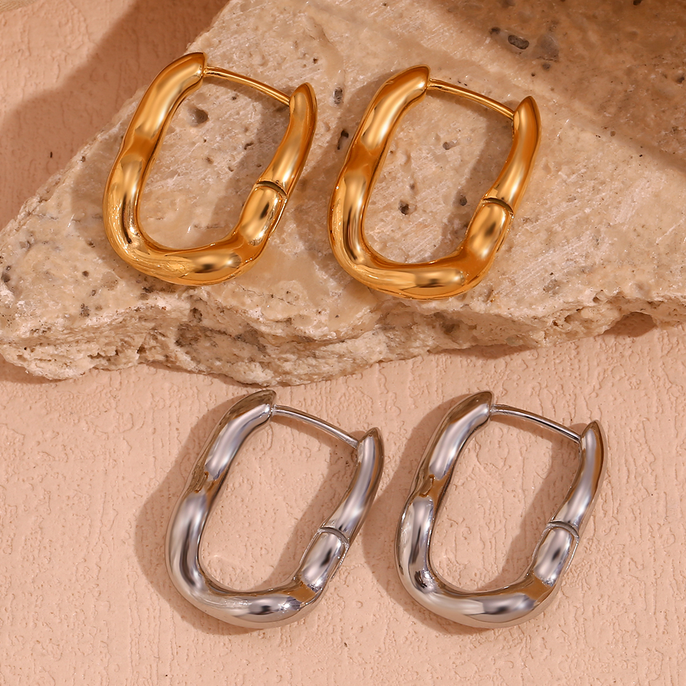 1 Pair Vintage Style Color Block Plating Inlay Stainless Steel Rhinestones Zircon 18k Gold Plated Hoop Earrings display picture 7