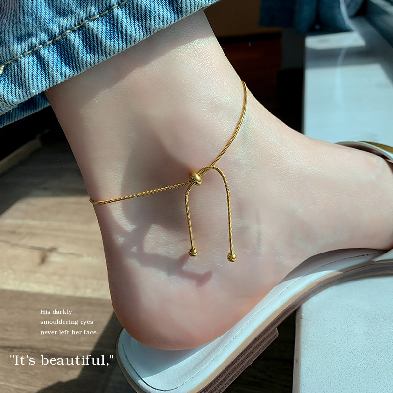 Elegant Solid Color Solid Color Stainless Steel 18K Gold Plated Women's Anklet display picture 4