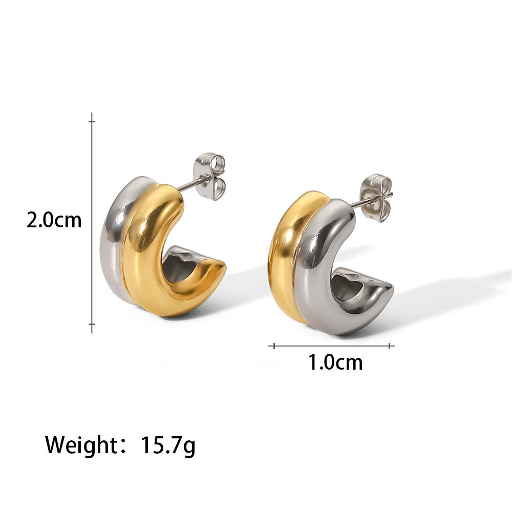 1 Pair Casual Color Block Polishing Plating Stainless Steel 18K Gold Plated Ear Studs display picture 6