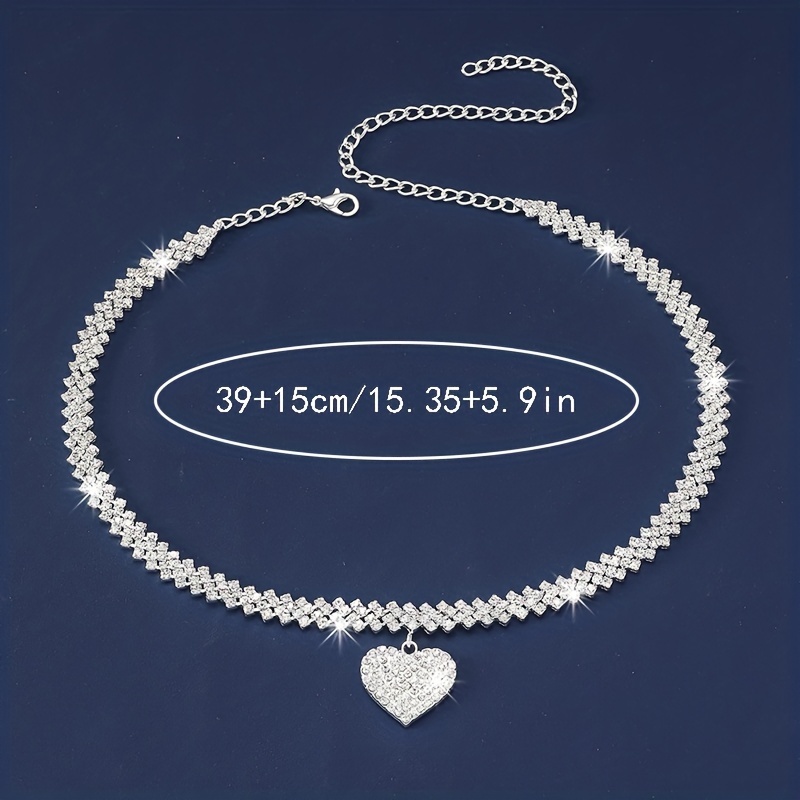 Sweet Heart Shape Alloy Plating Inlay Zircon Silver Plated Women's Necklace display picture 5