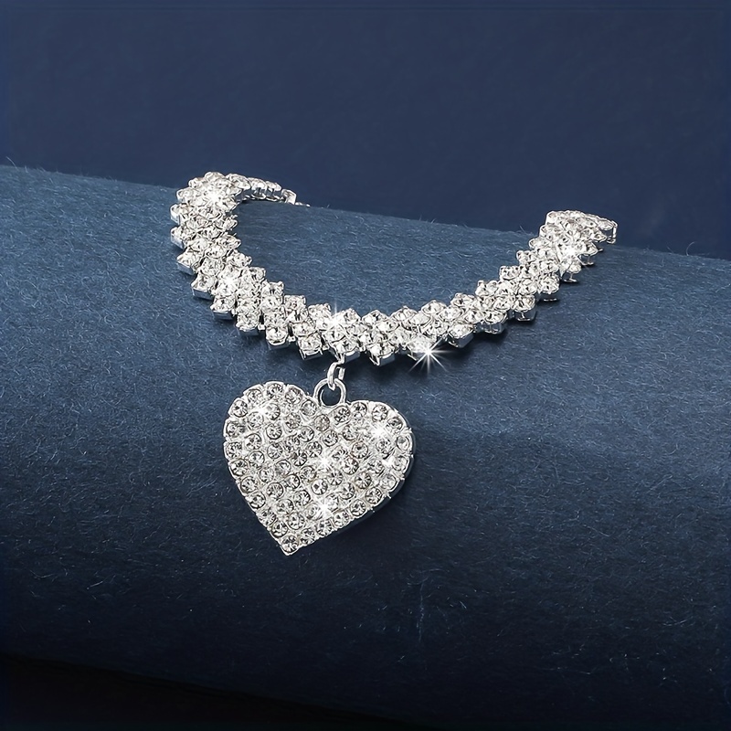 Sweet Heart Shape Alloy Plating Inlay Zircon Silver Plated Women's Necklace display picture 7