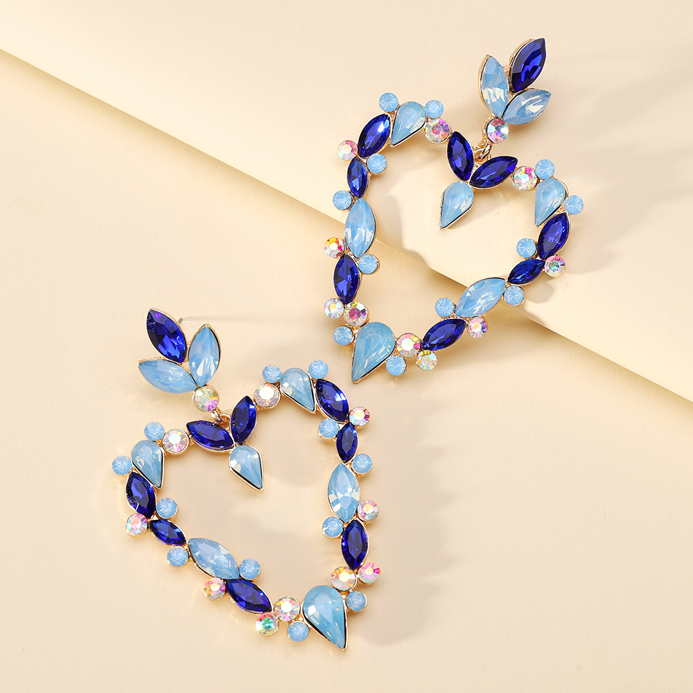 Wholesale Jewelry Exaggerated Luxurious Romantic Heart Shape Zinc Alloy Rhinestones Plating Inlay Drop Earrings display picture 8