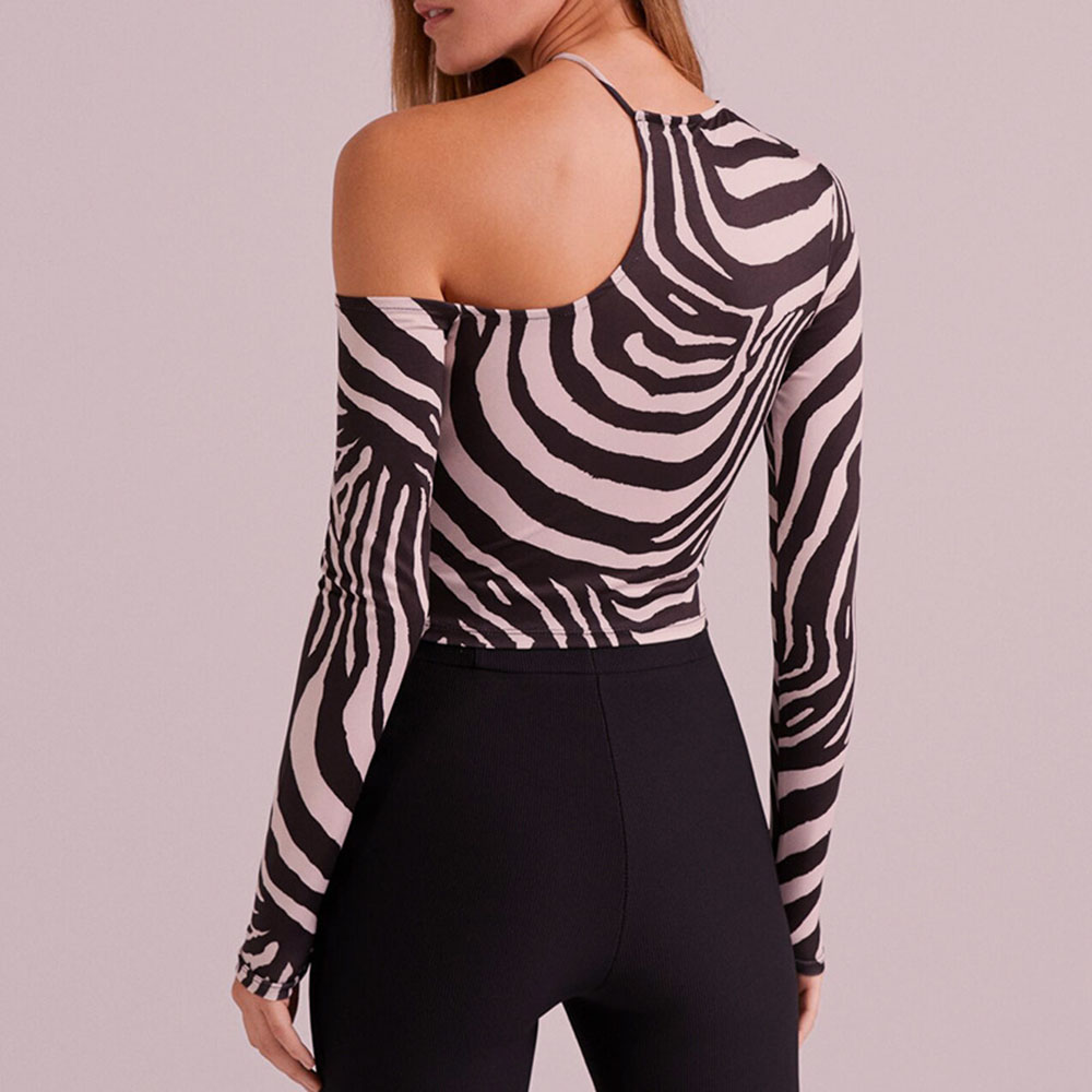 Women's T-shirt Long Sleeve T-shirts Backless Sexy Zebra display picture 2