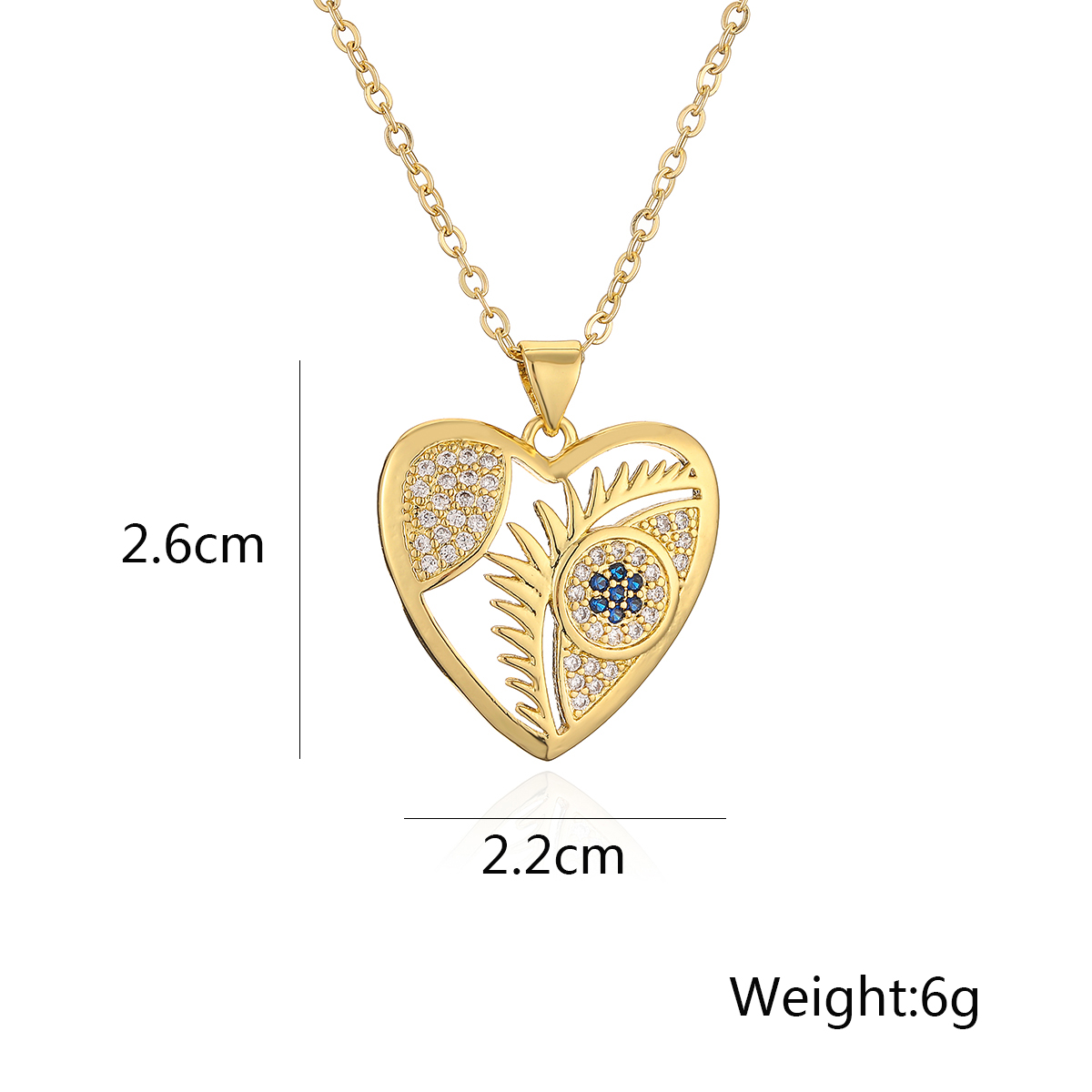 Modern Style Korean Style Geometric Devil's Eye Heart Shape Copper Plating Hollow Out Inlay Zircon 18k Gold Plated Pendant Necklace display picture 1