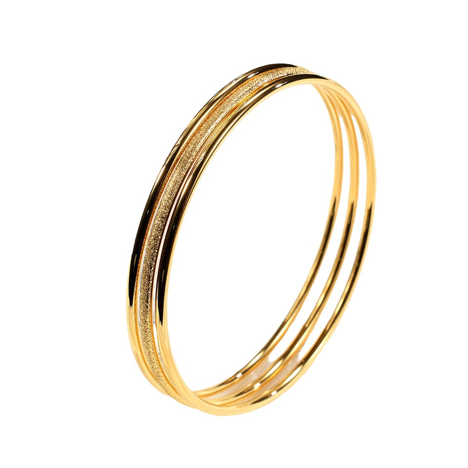 Simple Style Solid Color Stainless Steel Handmade Plating 18k Gold Plated Bangle display picture 1