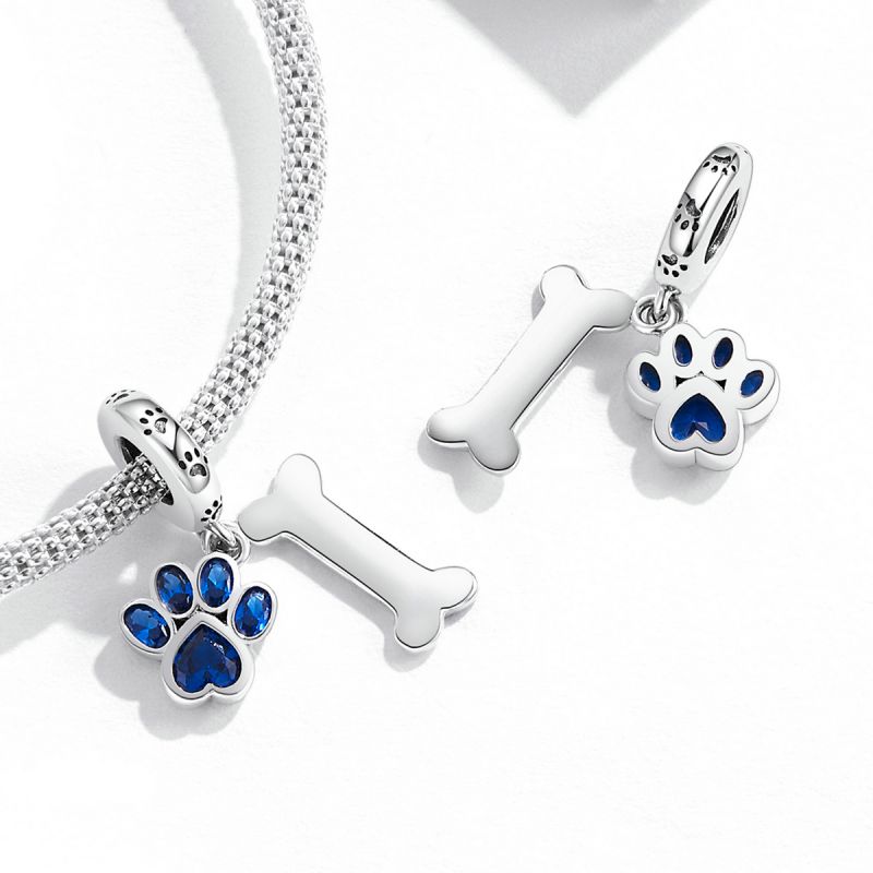Casual Handmade Novelty Animal Paw Print Zircon Sterling Silver Wholesale Jewelry Accessories display picture 1